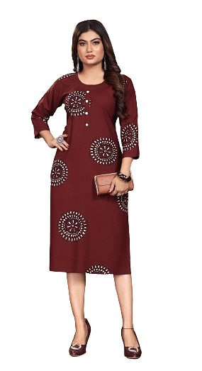 Authenzaa Women Kurti SFBKT051 Dark Maroon 