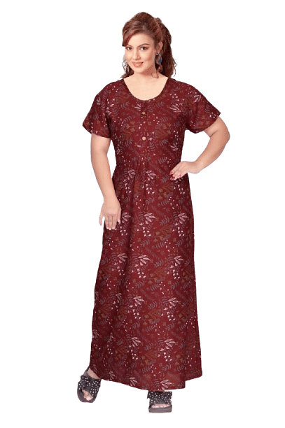 Authenzaa Women Nighty SMWN043 Maroon