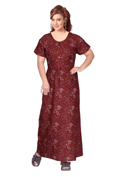Authenzaa Women Nighty SMWN043 Maroon