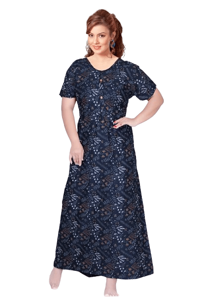Authenzaa Women Nighty SMWN043 Navy