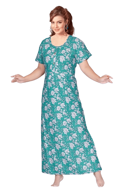 Authenzaa Women Nighty SMWN043 Aqua
