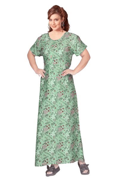 Authenzaa Women Nighty SMWN043 Light Green