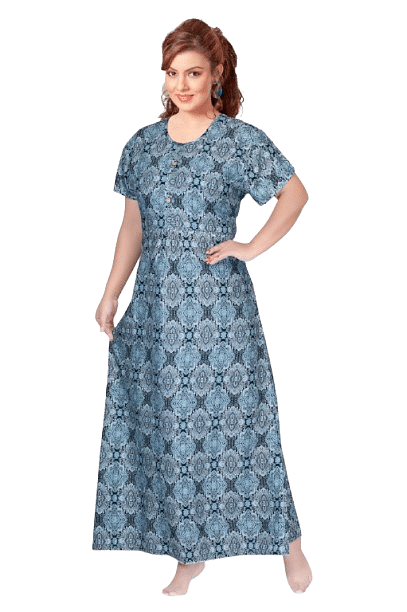 Authenzaa Women Nighty SMWN043 Light Blue