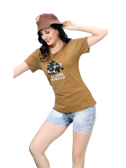 Authenzaa Women T-Shirt ACWTS054 Brown