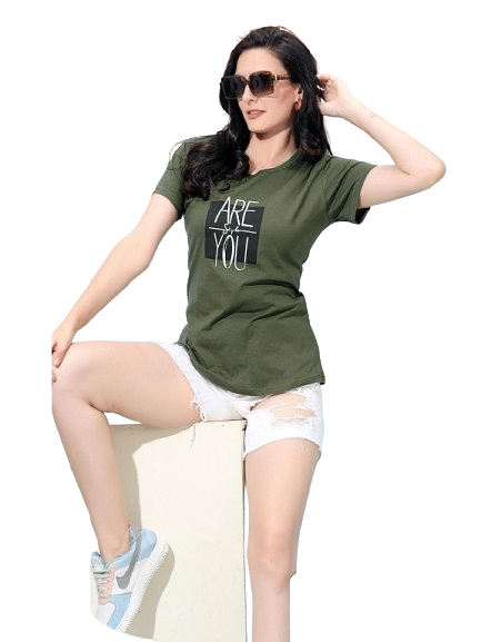 Authenzaa Women T-Shirt ACWTS057 Olive