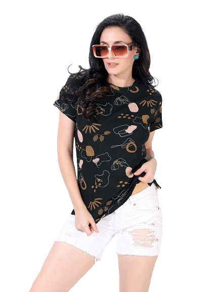 Authenzaa Women T-Shirt ACWTS065 Dark Brown