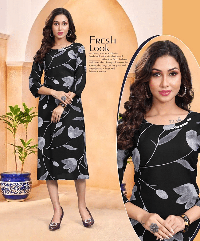 Authenzaa Women Kurti SFBKT047 Black 
