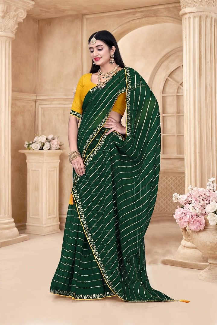 Authenzaa Women Saree ASWS160 GREEN 