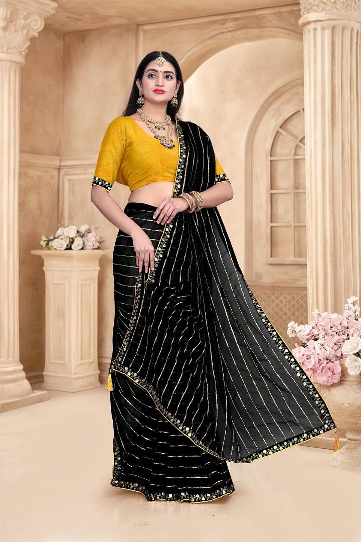 Authenzaa Women Saree ASWS160 Black 