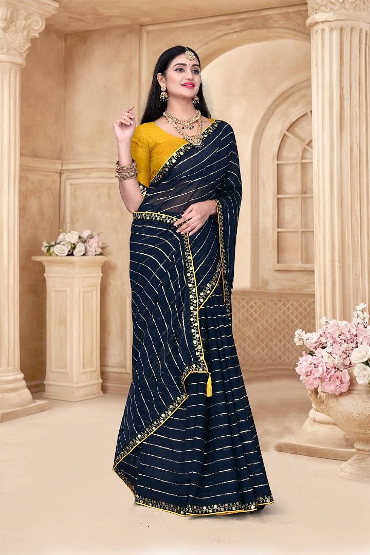 Authenzaa Women Saree ASWS160 Petrol
