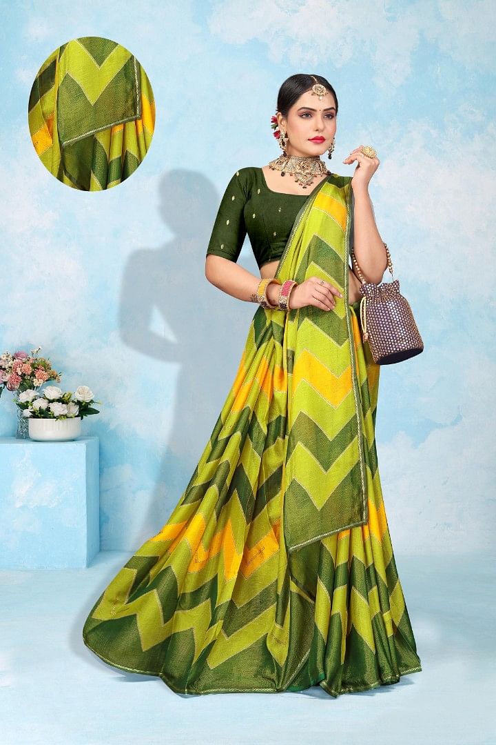 Authenzaa Women Saree ASWS162 Olive Green