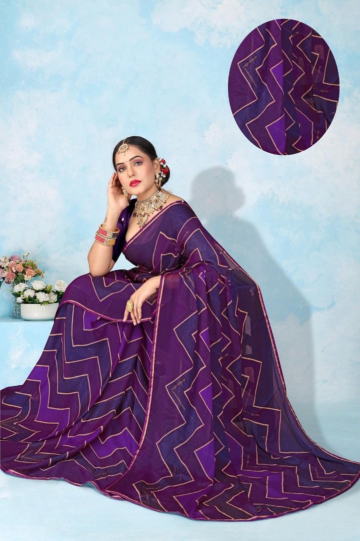 Authenzaa Women Saree ASWS162 Purple