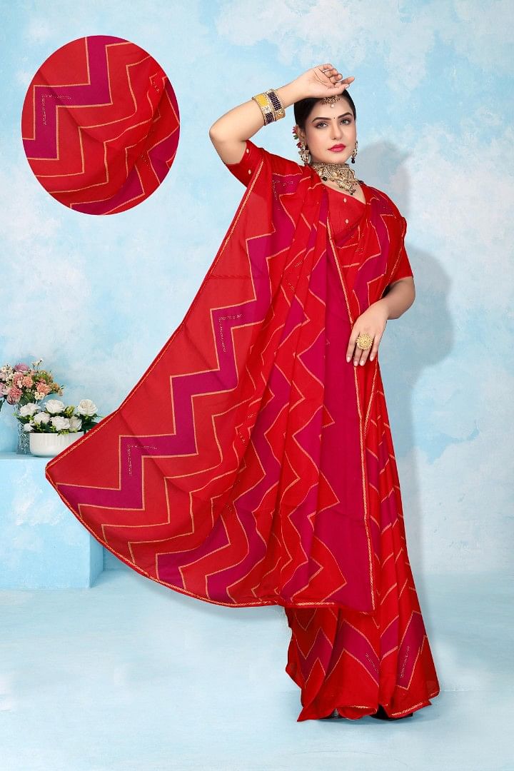 Authenzaa Women Saree ASWS162 Red