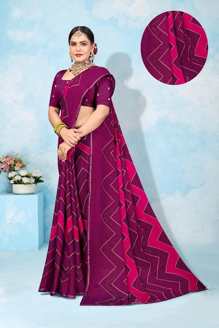 Authenzaa Women Saree ASWS162 Magenta