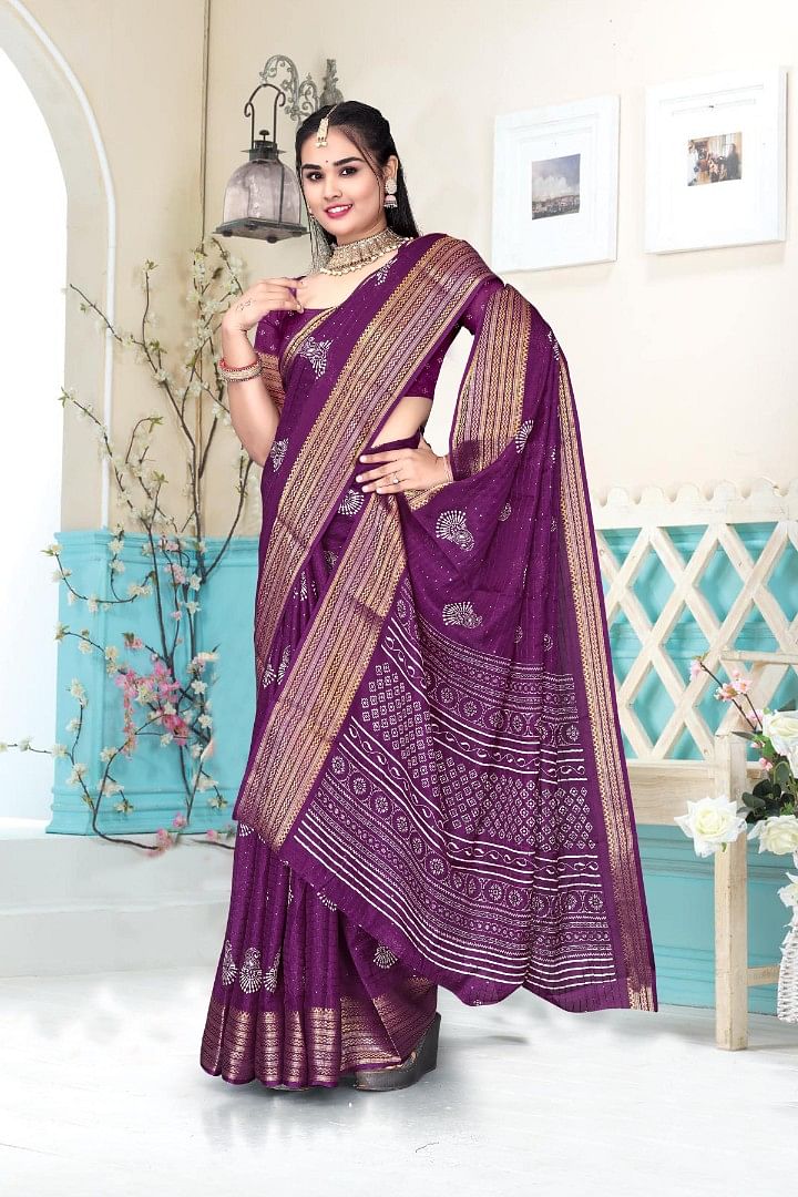 Authenzaa Women Saree ASWS163 Wine