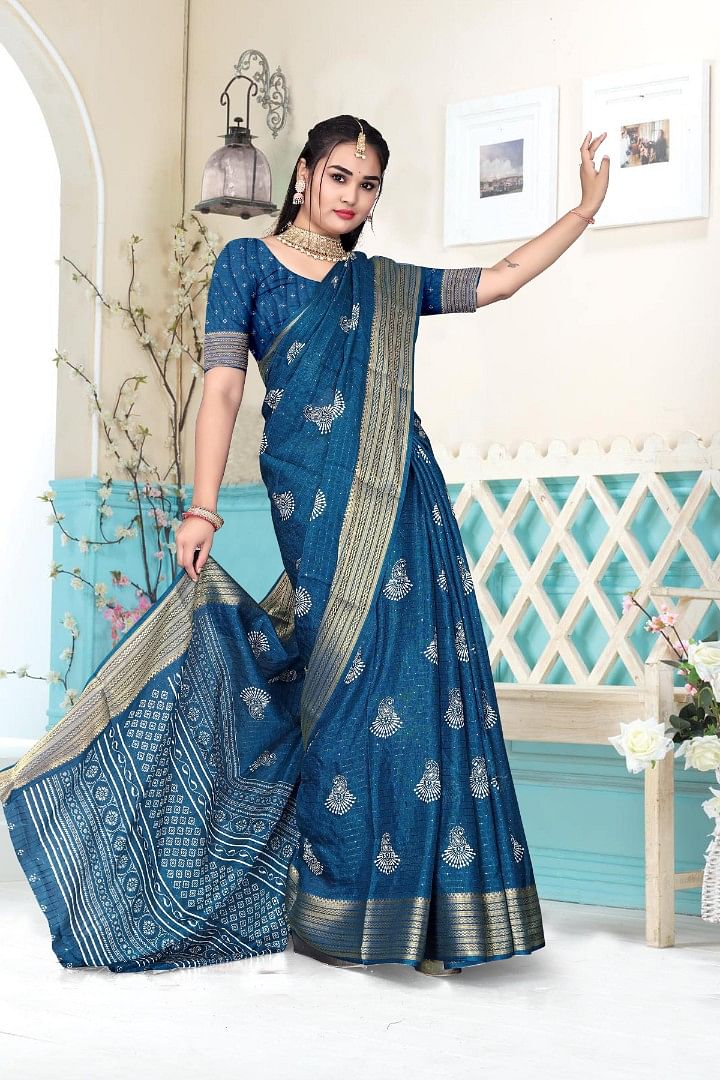 Authenzaa Women Saree ASWS163 Blue
