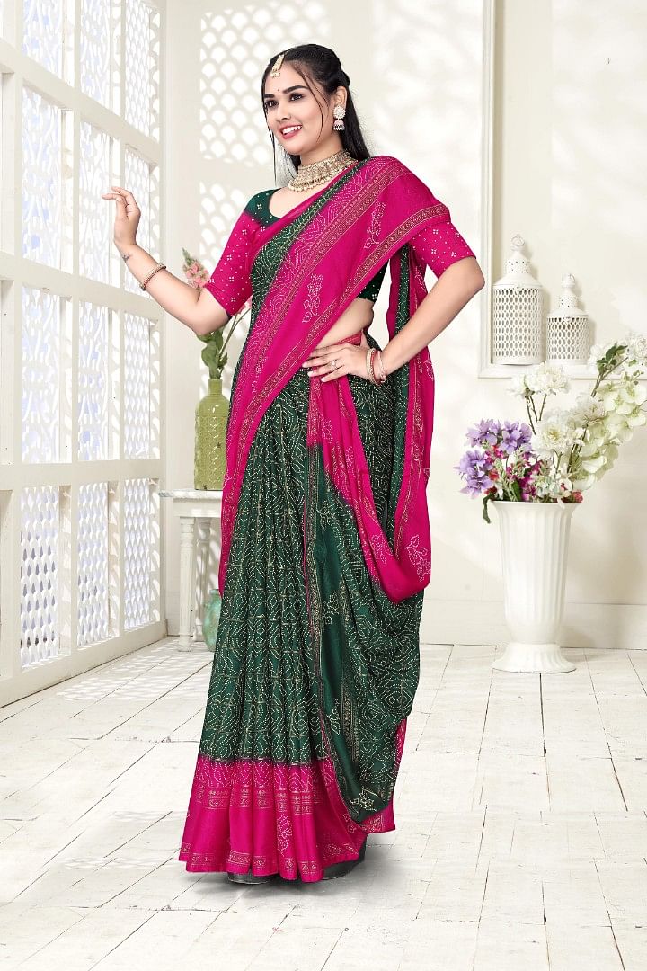 Authenzaa Women Saree ASWS164 Green