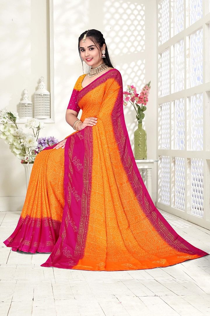 Authenzaa Women Saree ASWS164 Mustard