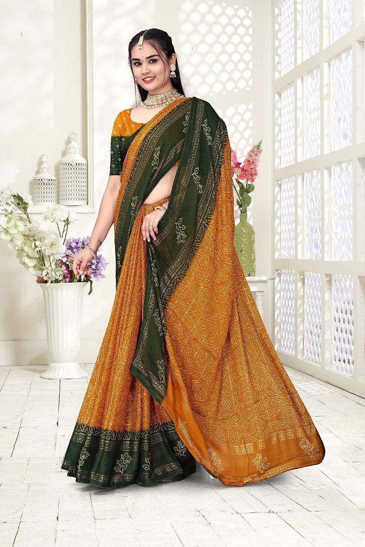 Authenzaa Women Saree ASWS164 Yellow