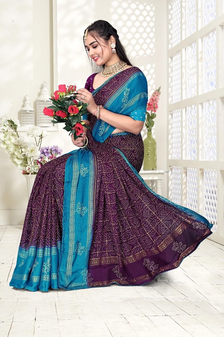 Authenzaa Women Saree ASWS164 Violet