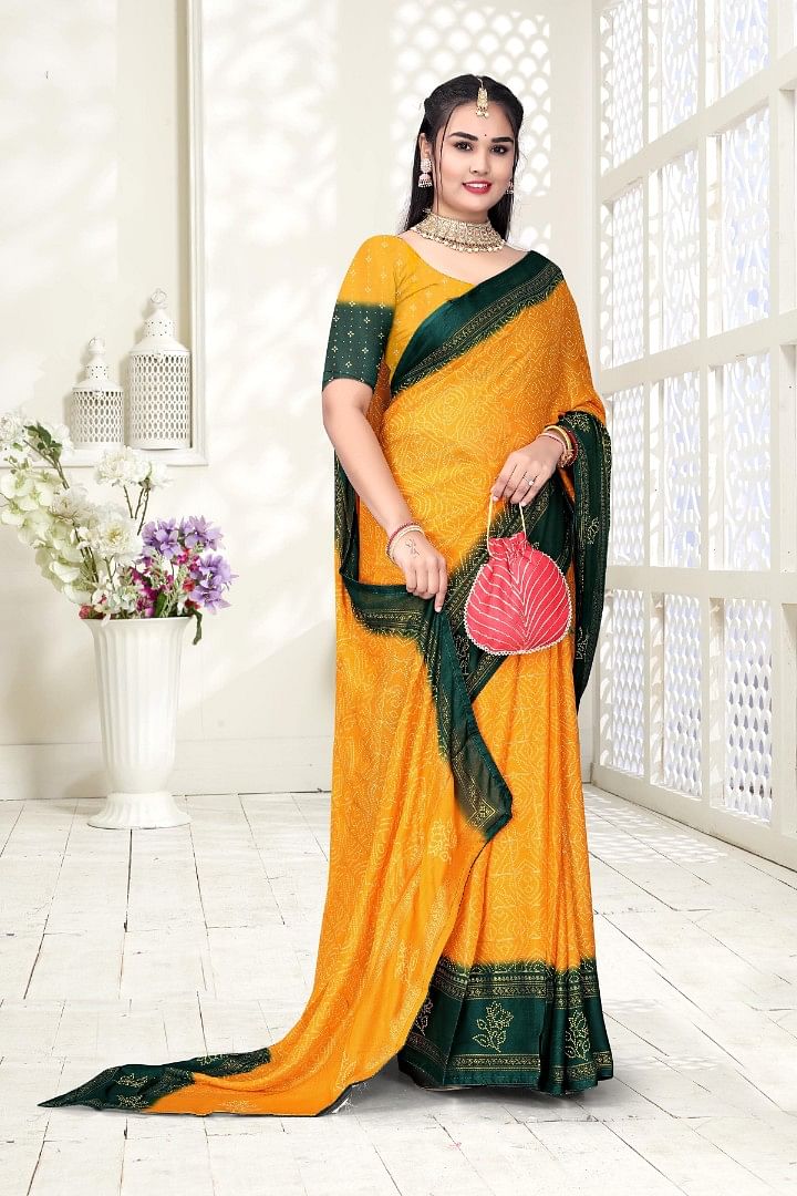 Authenzaa Women Saree ASWS164 Light Yellow