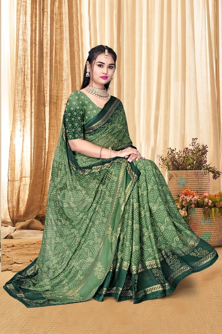 Authenzaa Women Saree ASWS165 Green