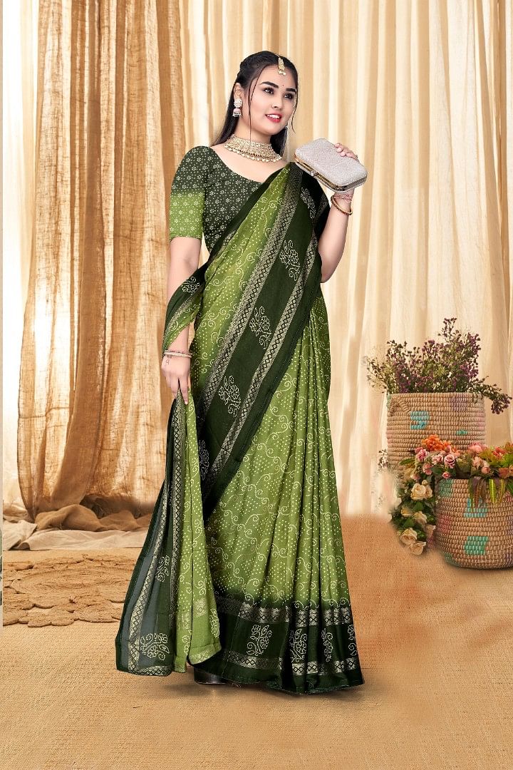 Authenzaa Women Saree ASWS165 Pista 