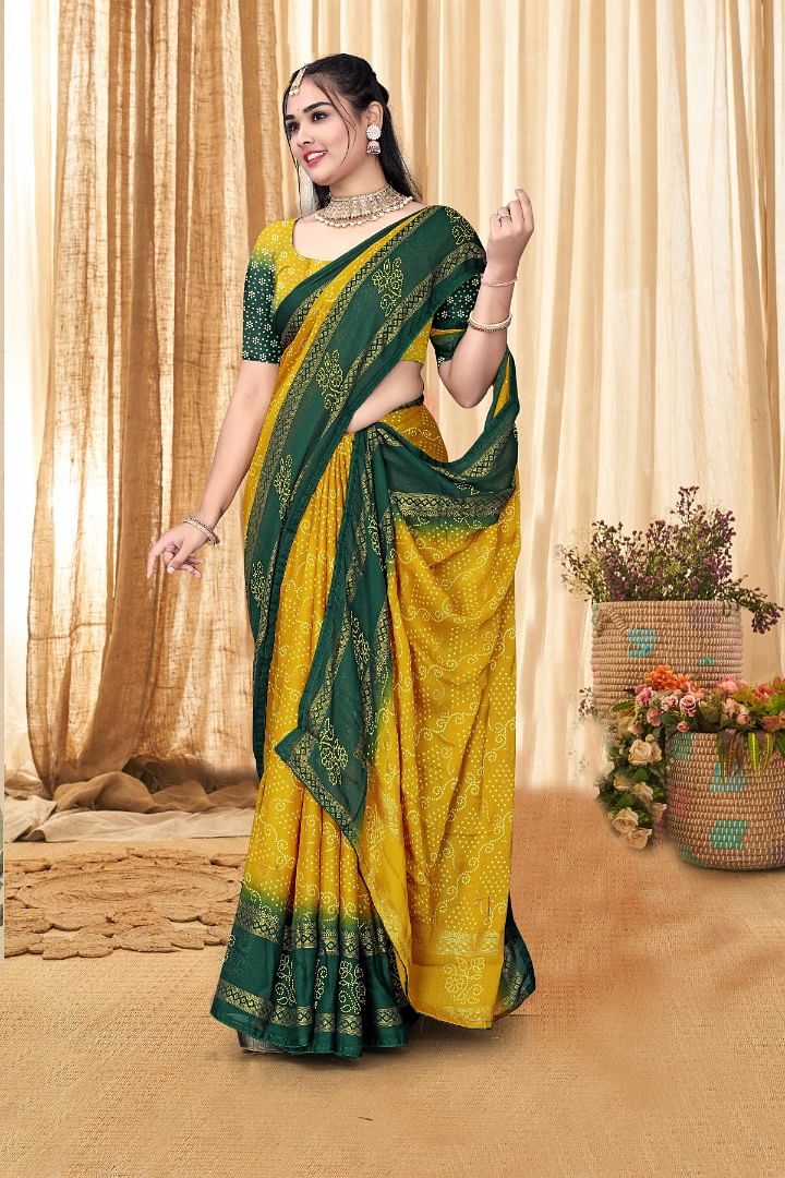 Authenzaa Women Saree ASWS165 Yellow