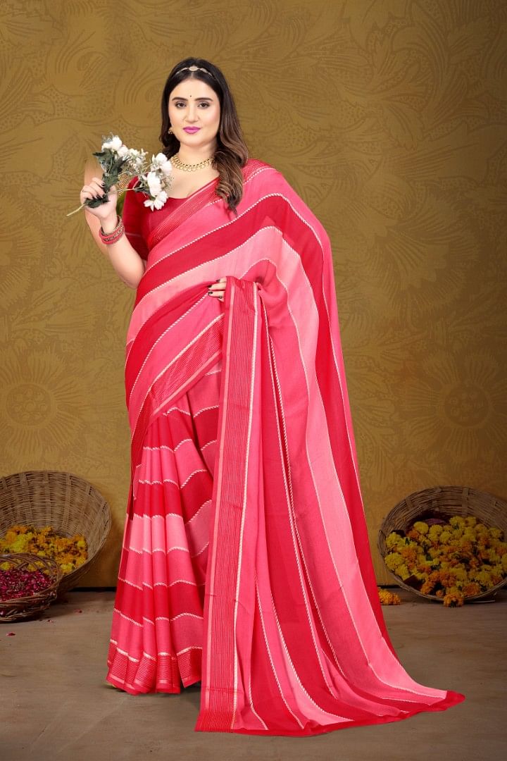 Authenzaa Women Saree ASWS167 Tomato