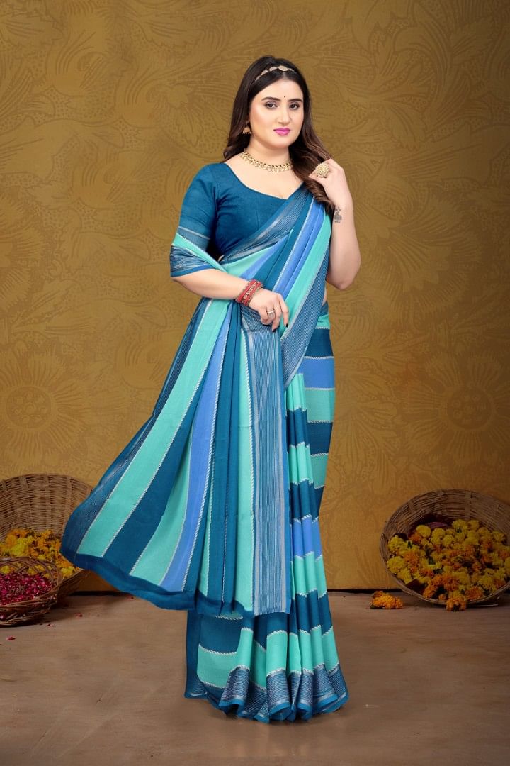 Authenzaa Women Saree ASWS167 Turqoise 