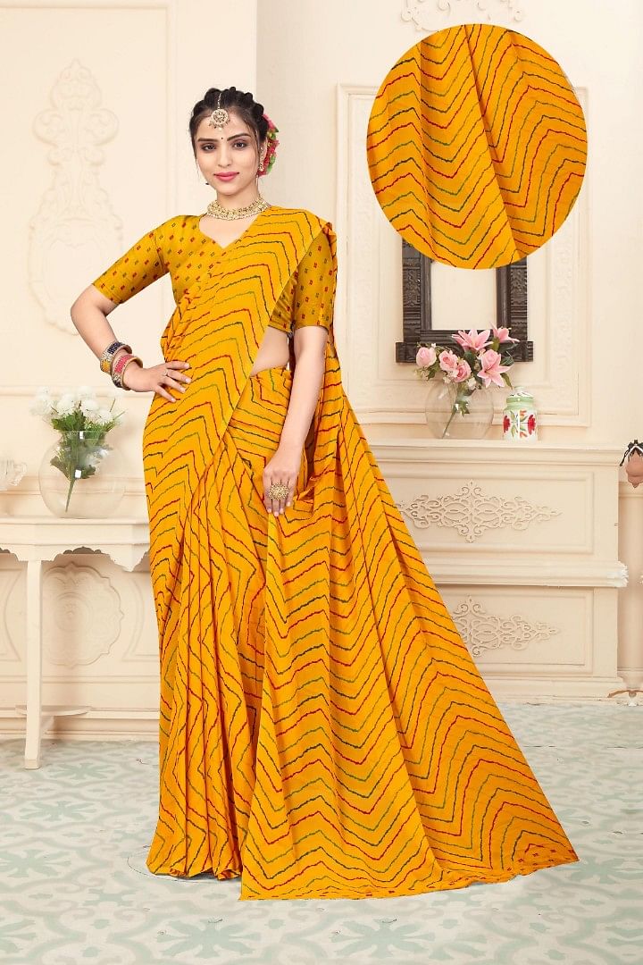 Authenzaa Women Saree ASWS174 Mustard