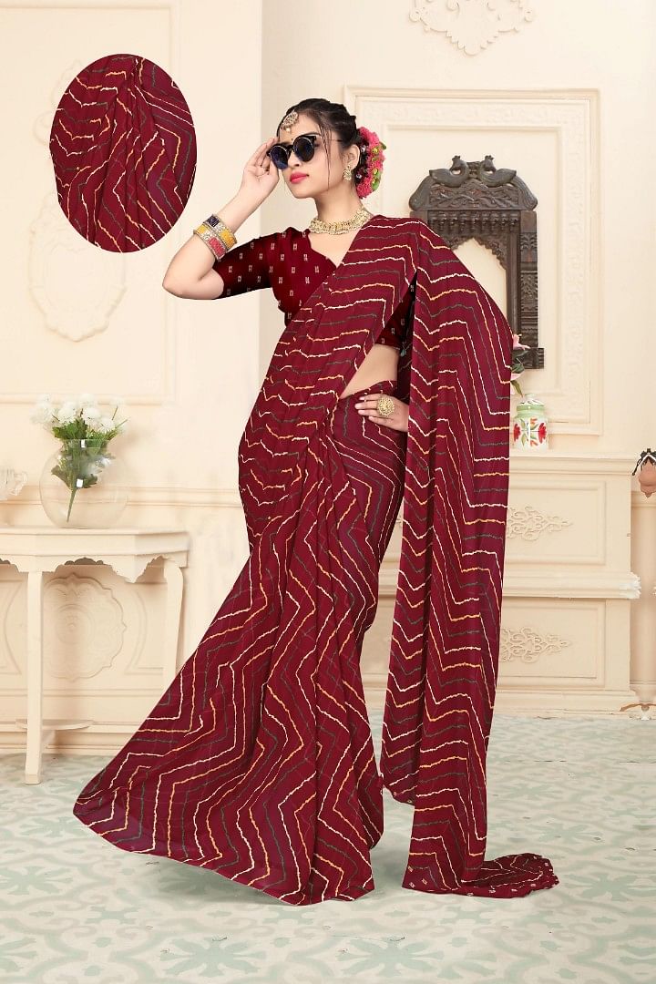 Authenzaa Women Saree ASWS174 Cherry