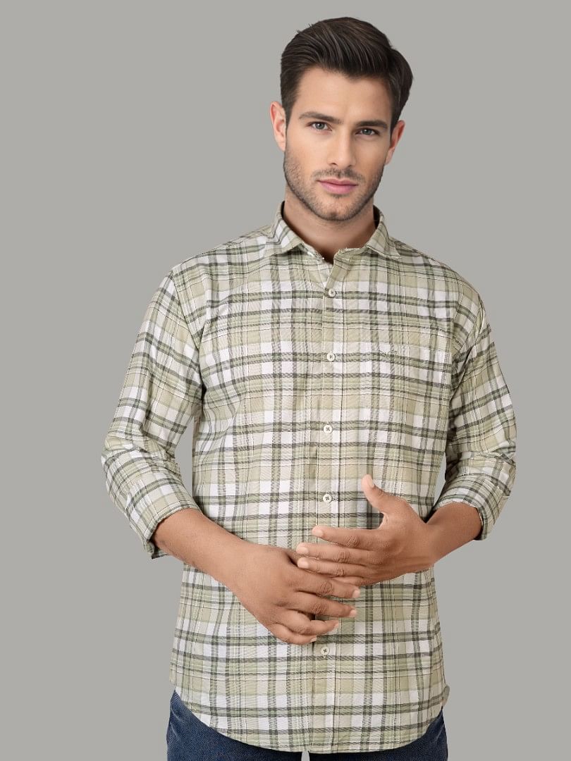 Authenzaa Men Casual Shirt SFCS195 Green Checks
