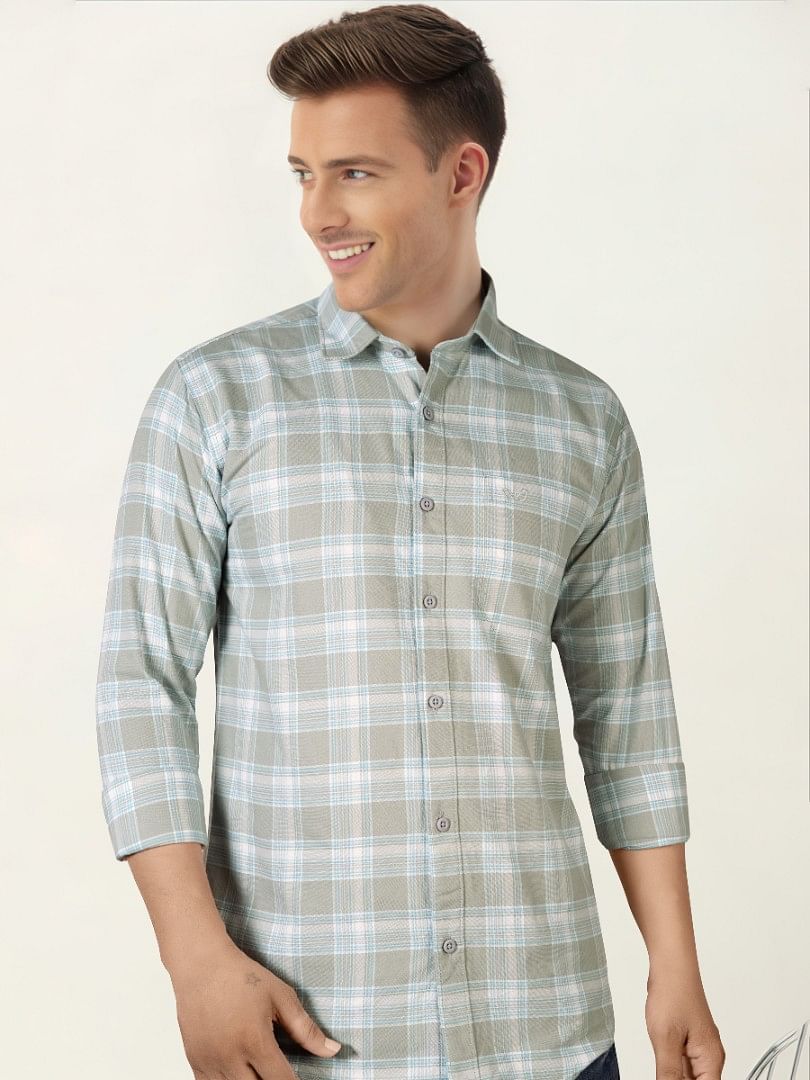 Authenzaa Men Casual Shirt SFCS198 Grey Checks
