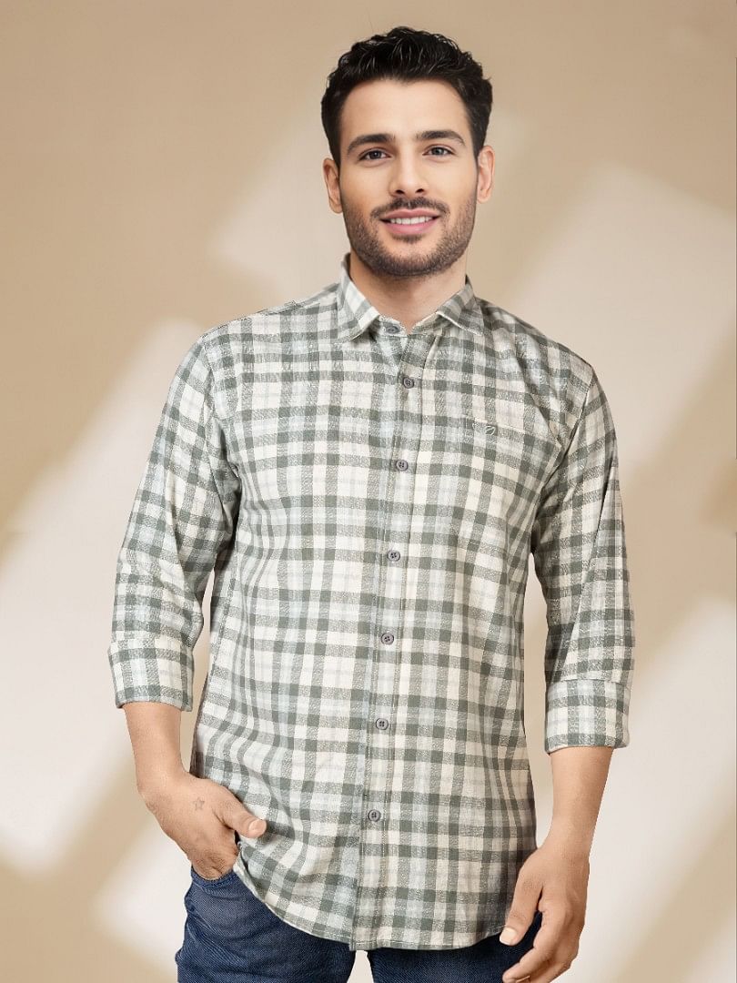 Authenzaa Men Casual Shirt SFCS199 Green Checks