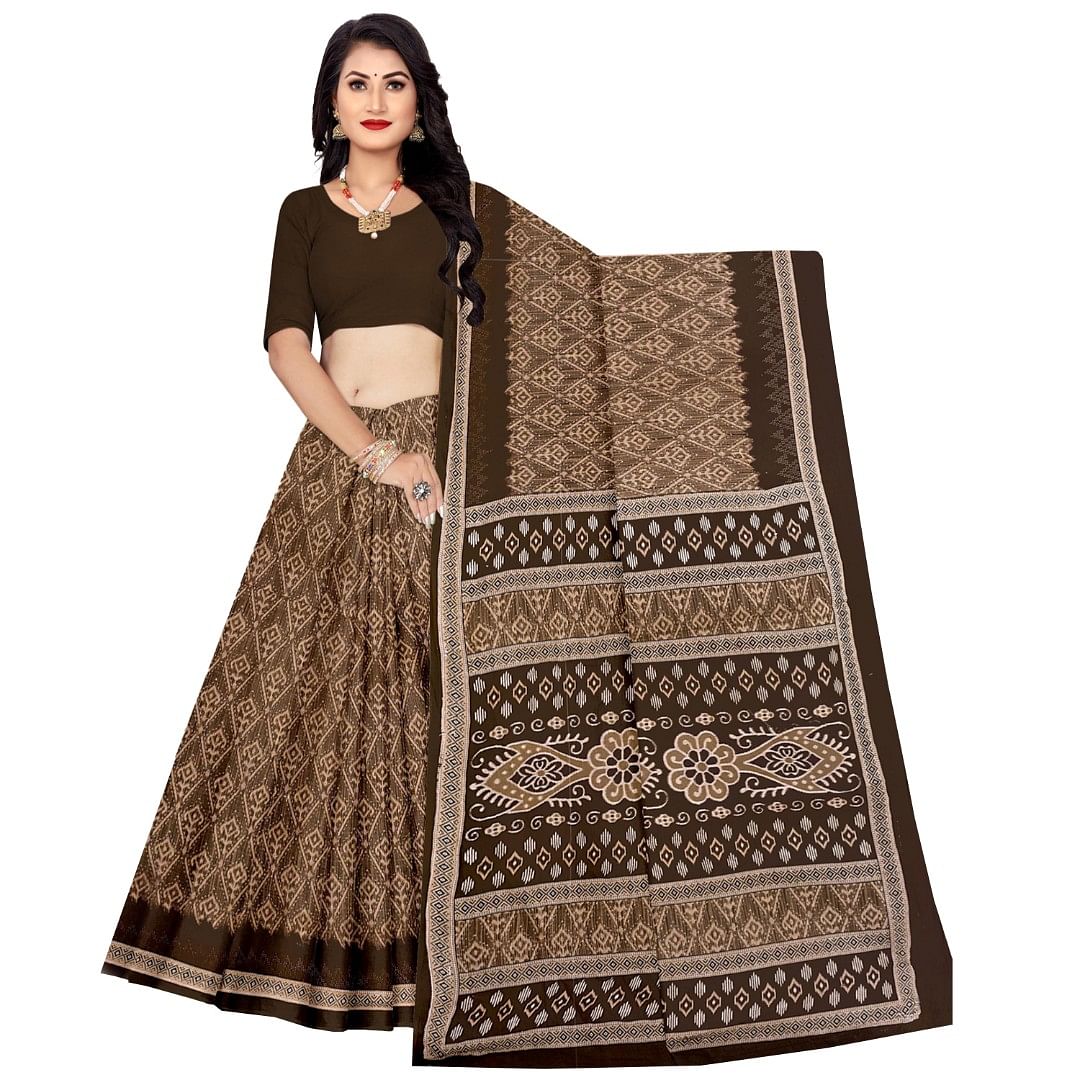 Authenzaa Women Cotton Saree ATWS004 Rust