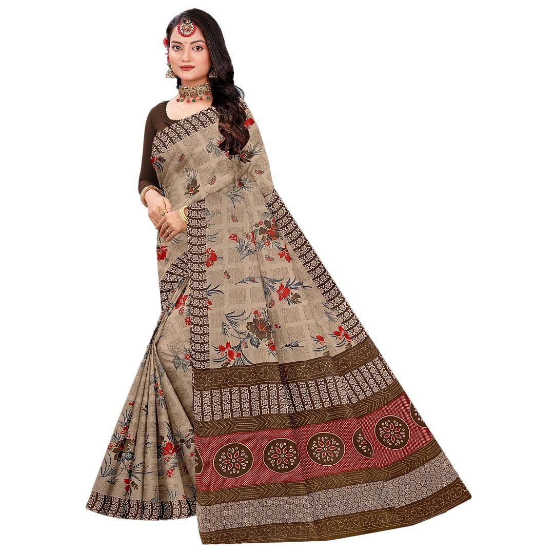 Authenzaa Women Cotton Saree ATWS005 Persian 