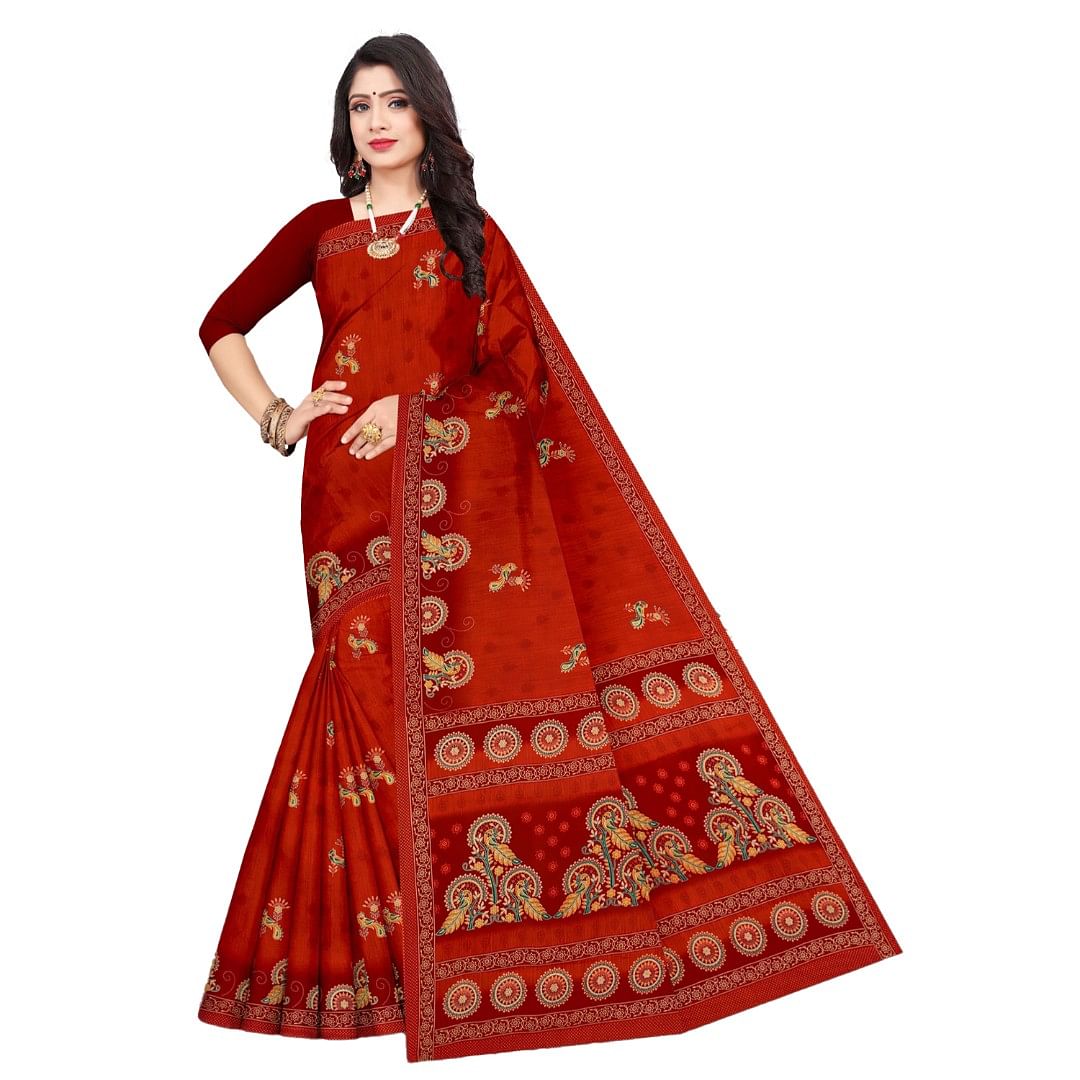 Authenzaa Women Cotton Saree ATWS007 Alloy