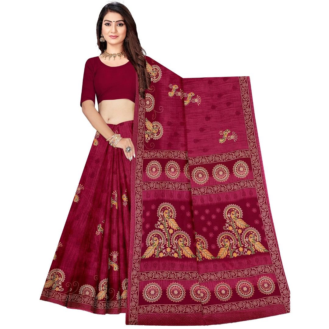 Authenzaa Women Cotton Saree ATWS007 Persian 
