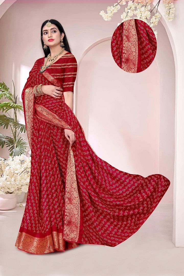 Authenzaa Women Saree ASWS189 Maroon