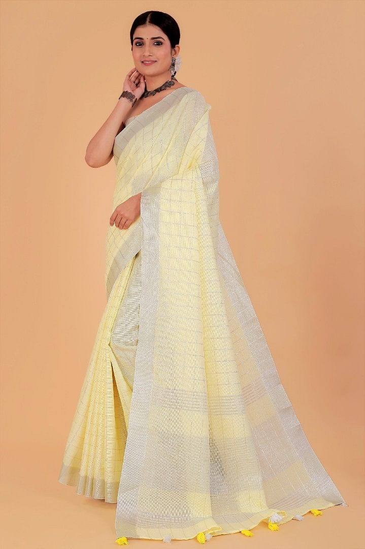 Authenzaa Women Saree YIWS050 Yellow 