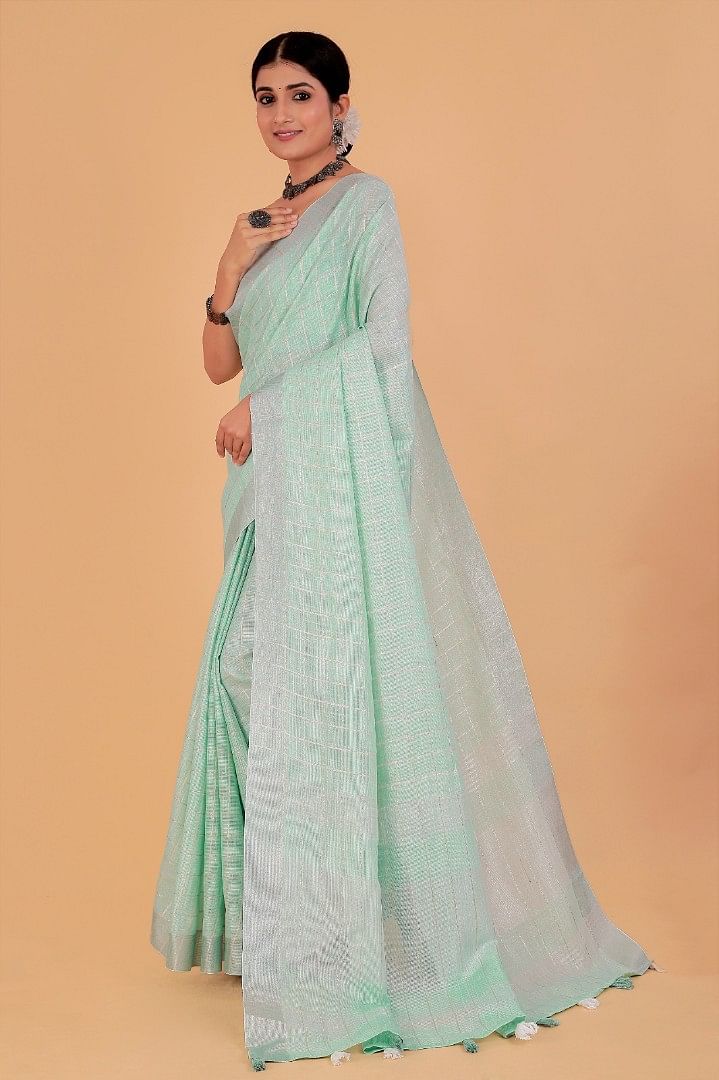 Authenzaa Women Saree YIWS050 Sea Green 