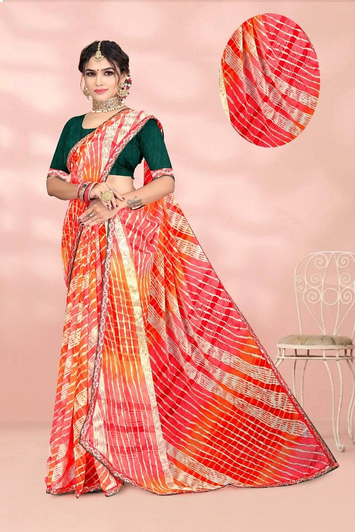 Authenzaa Women Saree ASWS158 RED 