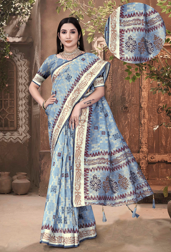 Authenzaa Women Saree ASWS175 G.Navy 