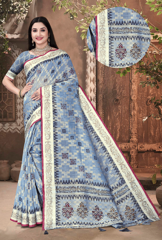 Authenzaa Women Saree ASWS175 G.Wine 