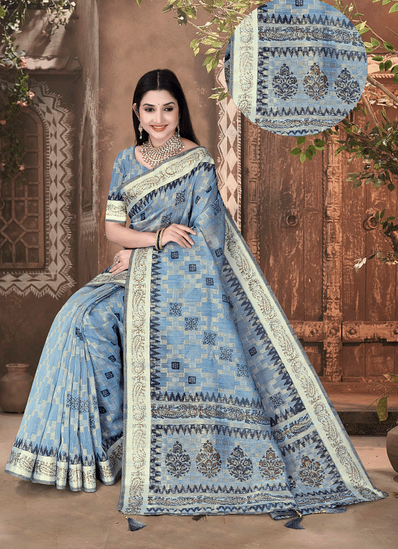 Authenzaa Women Saree ASWS175 G.Mustard 