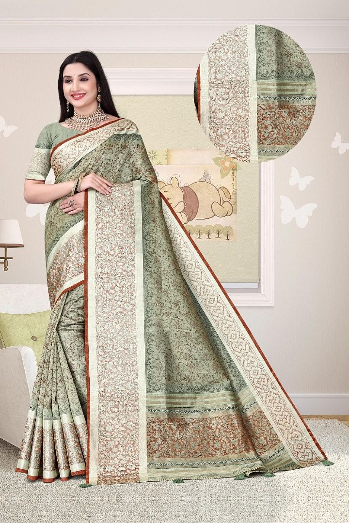Authenzaa Women Saree ASWS178 M.RUST 