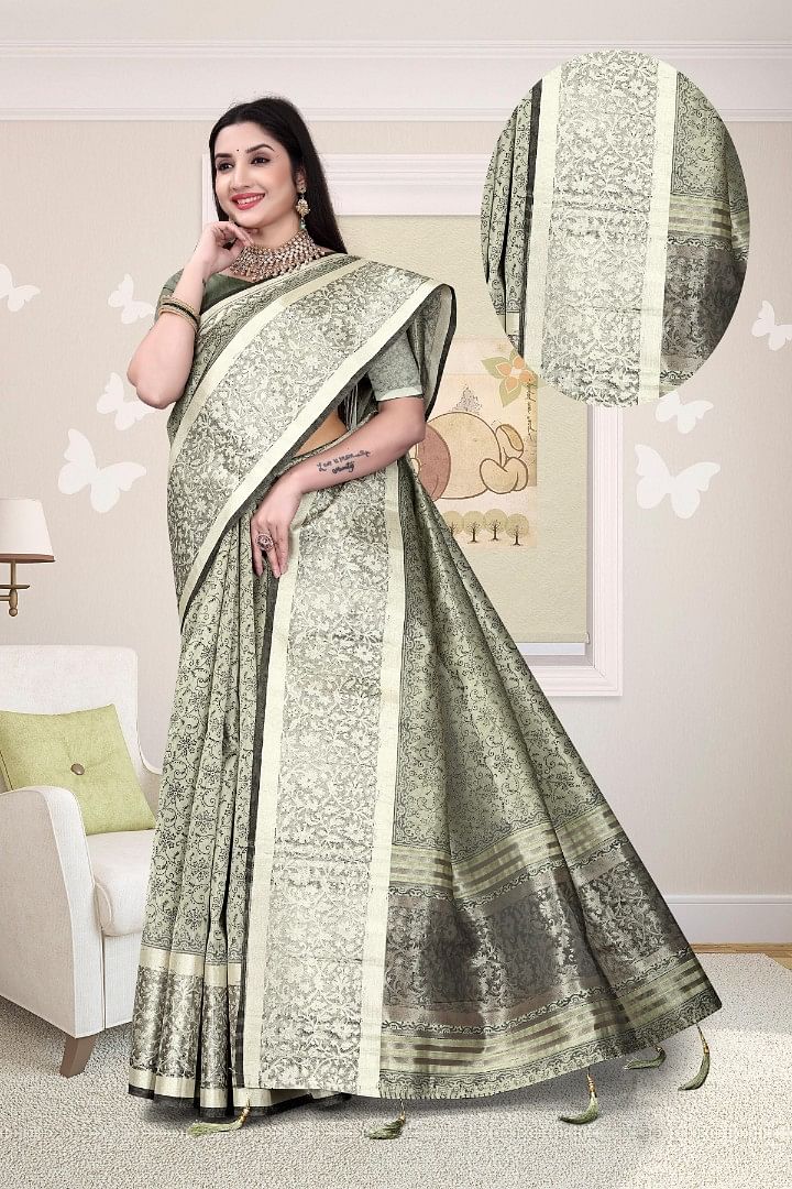 Authenzaa Women Saree ASWS178 M.BLACK 