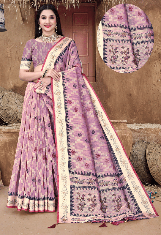 Authenzaa Women Saree ASWS179 PINK 