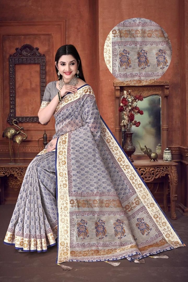Authenzaa Women Saree ASWS180 T.NAVY 